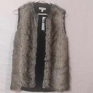 JJ Basics Faux Fur Vest NWT Size L